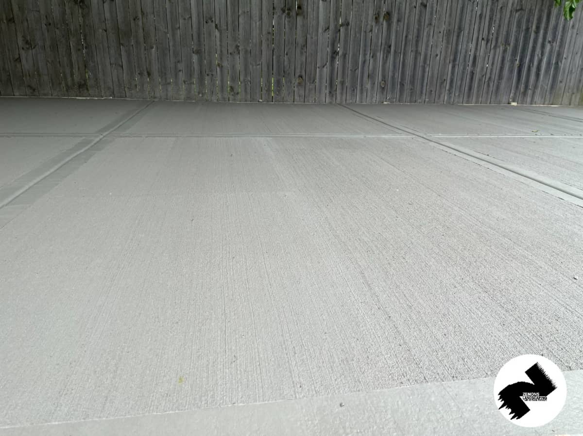 Smooth broom-finished concrete driveway