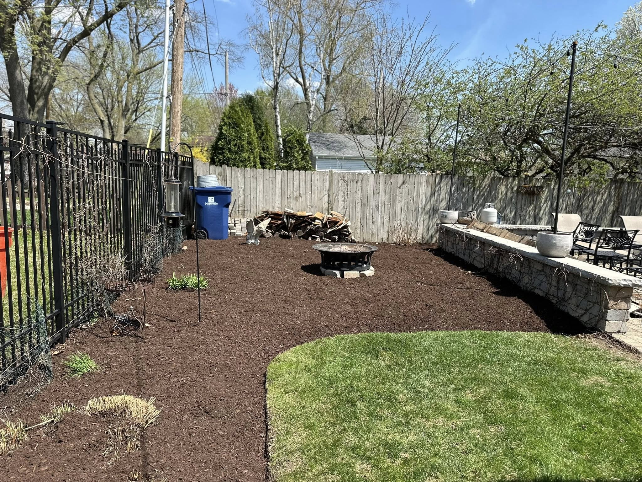 mulching backyard